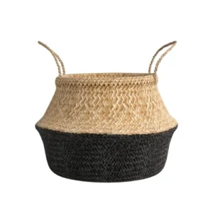 Warmetry Handwoven Seagrass Storage Basket with Handles – Natural Home Organizer