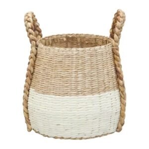 Warmetry Two-Tone Wicker Storage Basket with Handles – Durable & Stylish Storage Organizer