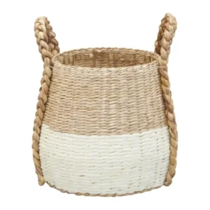 Warmetry Two-Tone Wicker Storage Basket with Handles – Durable & Stylish Storage Organizer